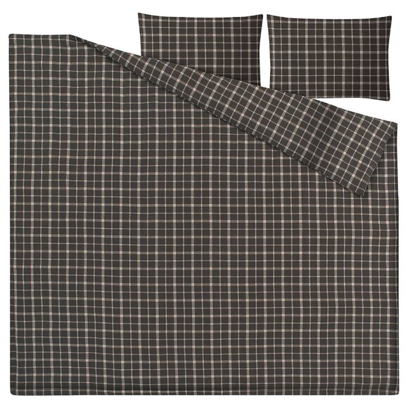 IKEA STRUTBRAKEN King Duvet Cover and Pillowcase(s) Cotton Gray Check - Picture 3 of 8